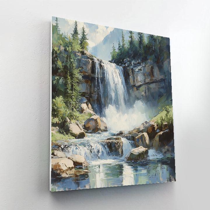 Leonardo Da Vinci Inspired Mountain Waterfall Reverie Numbered painting kits