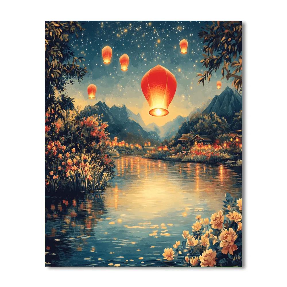 Mulans Lantern Festival Moment Paint by numbers art