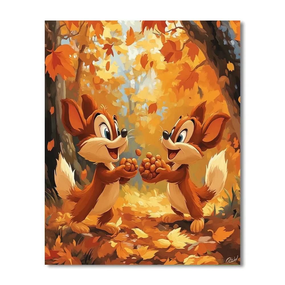 Chip And Dales Autumn Harvest Surprise Number painting