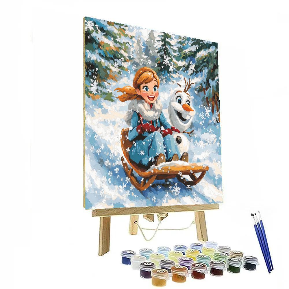 Anna And Olafs Winter Sled Ride Paint by numbers kits