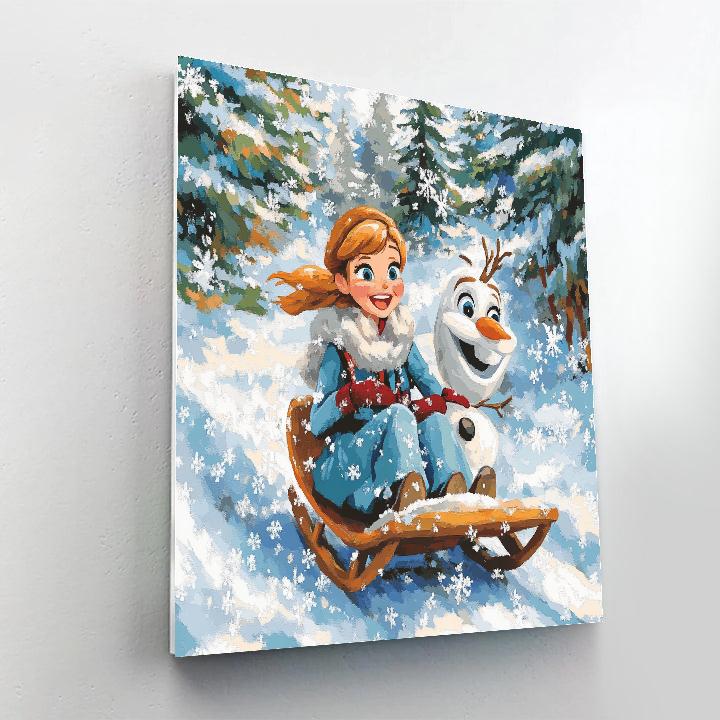 Anna And Olafs Winter Sled Ride Paint by numbers kits