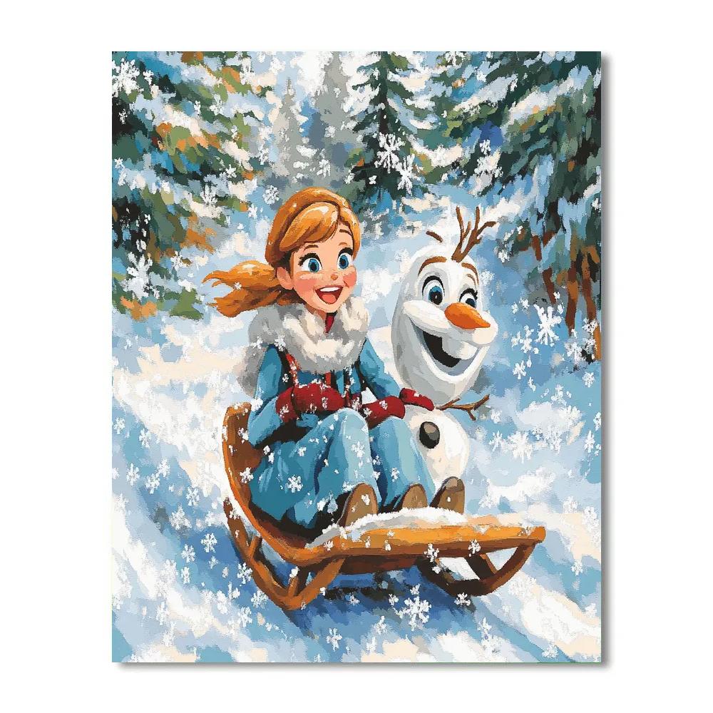 Anna And Olafs Winter Sled Ride Paint by numbers kits
