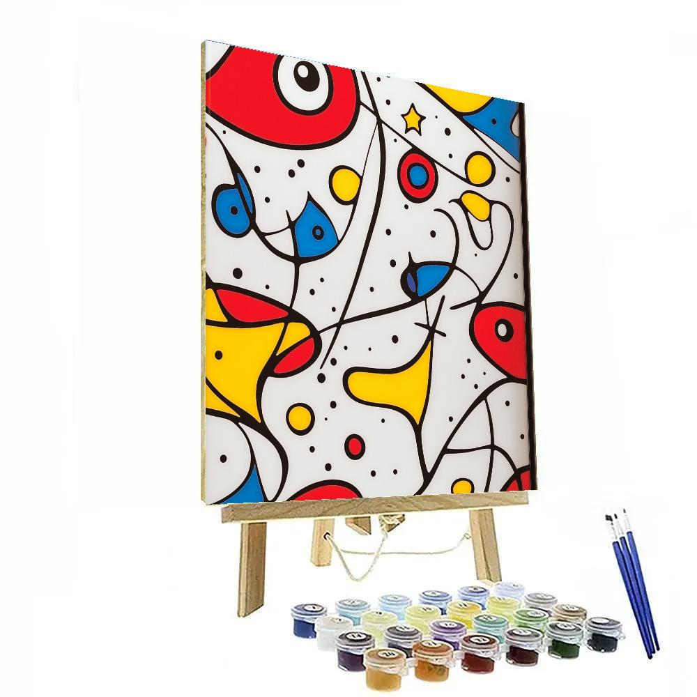 Joan Miró Inspired Abstract Joyful Whimsy painting number kit