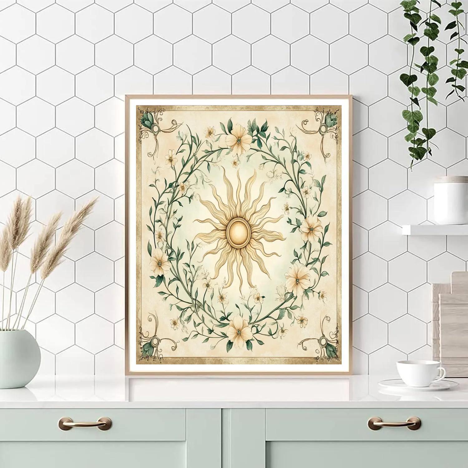 Alphonse Mucha Inspired Vintage Floral Harmony paint by color