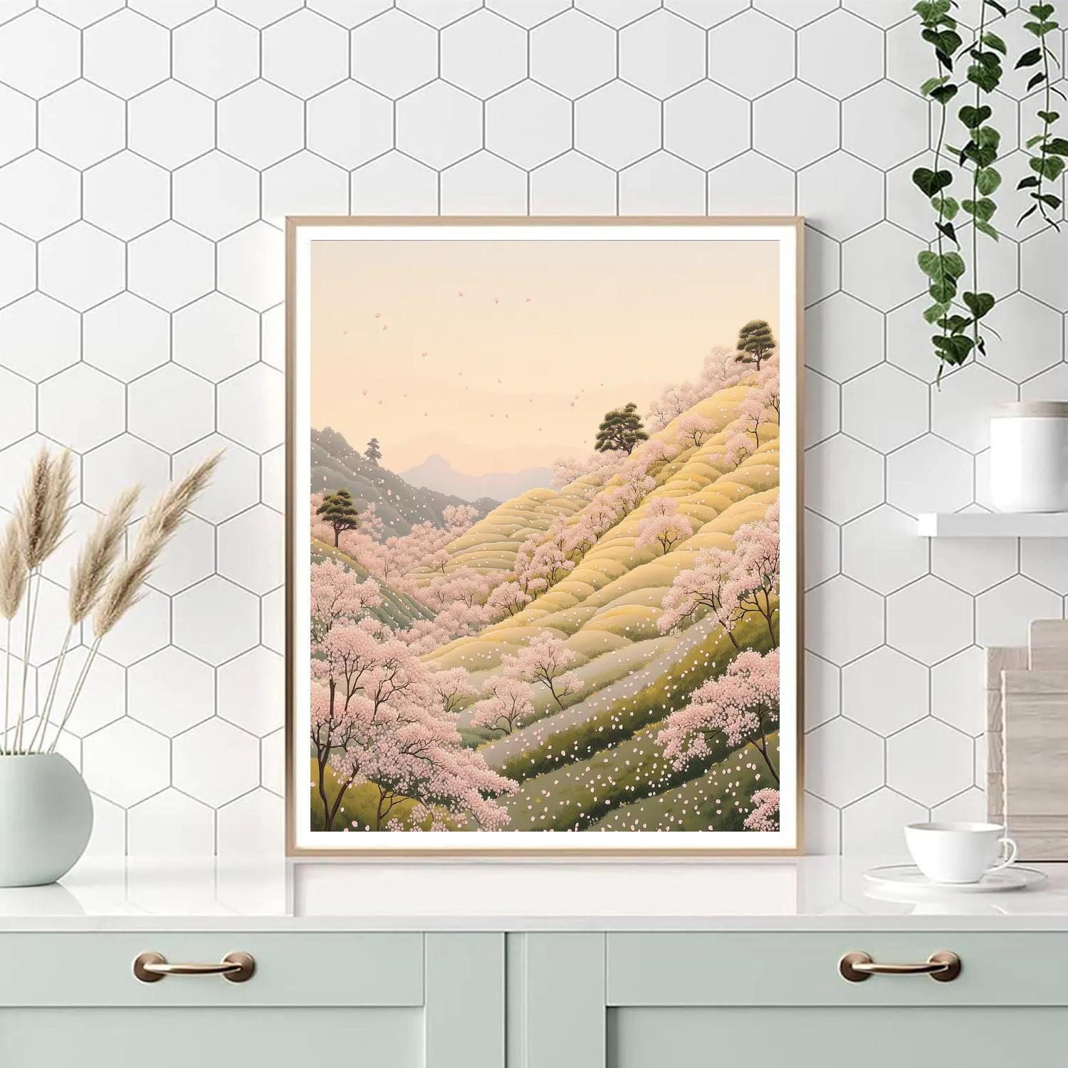 Hiroshige Inspired Blossoming Spring Ridge paint by numbers