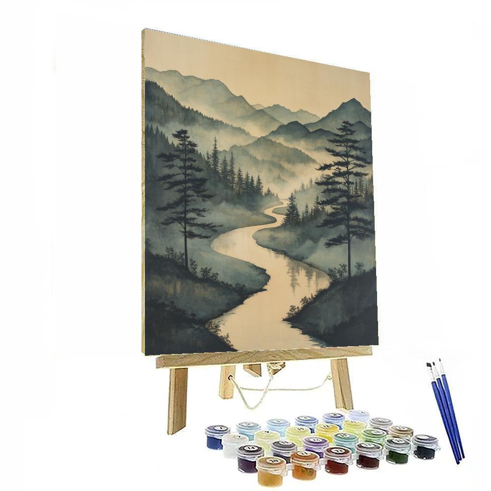 Zhao Mengfu Inspired Misty River Reverie Numbered painting kits