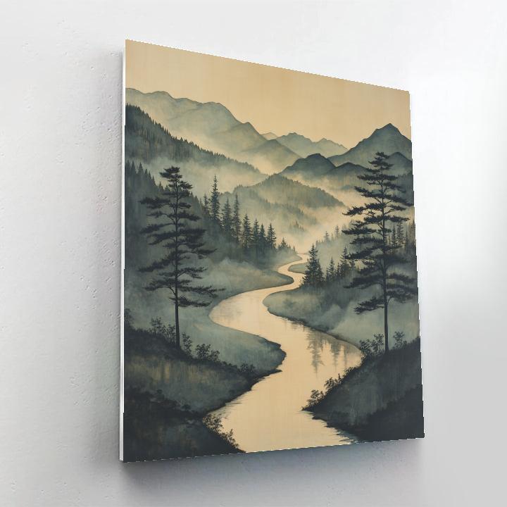 Zhao Mengfu Inspired Misty River Reverie Numbered painting kits