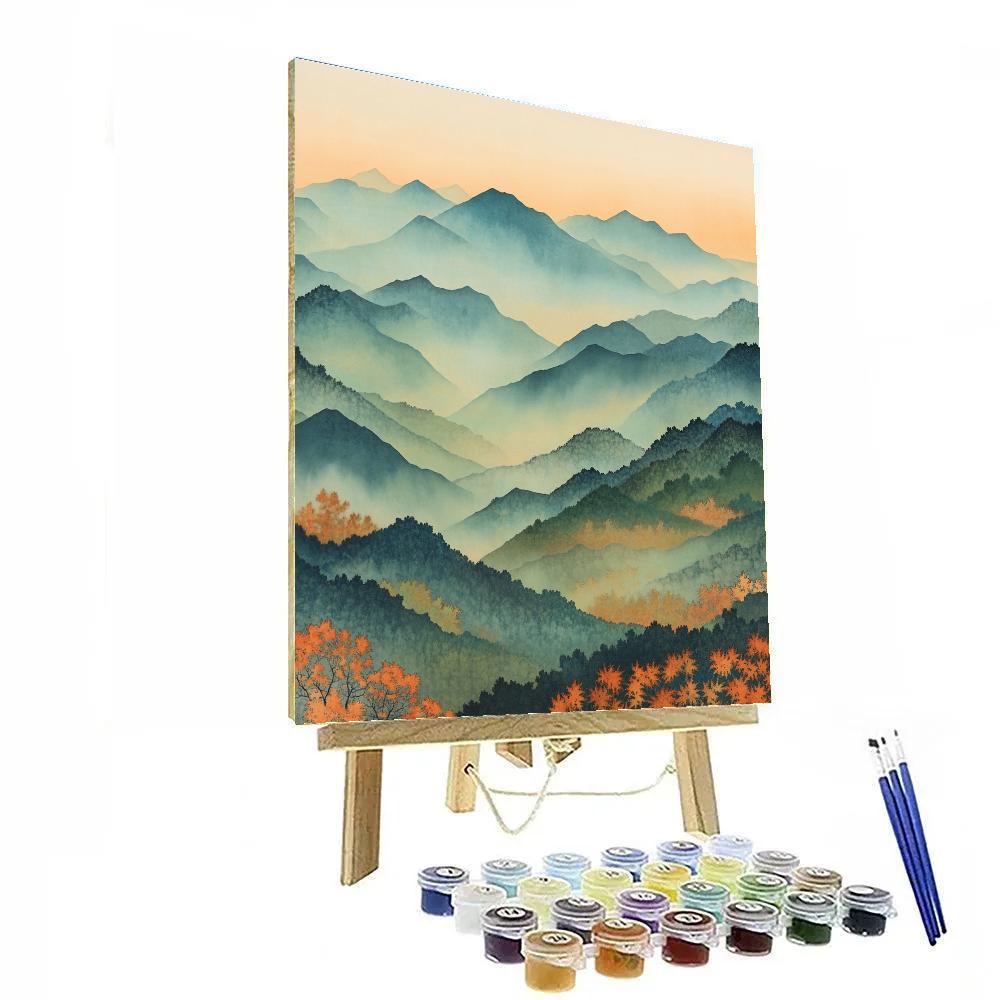 Hiroshige Inspired Autumn Mist Valleys paint by number