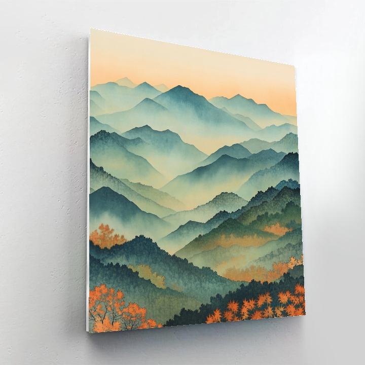 Hiroshige Inspired Autumn Mist Valleys paint by number