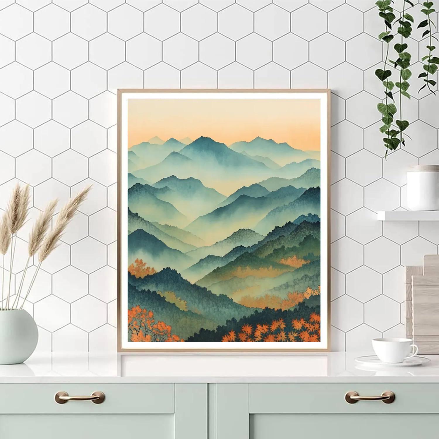 Hiroshige Inspired Autumn Mist Valleys paint by number