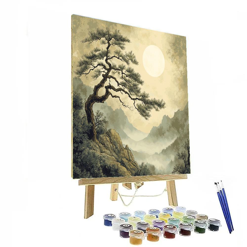 Zhao Mengfu Inspired Pine And Moon Harmony DIY paint by numbers