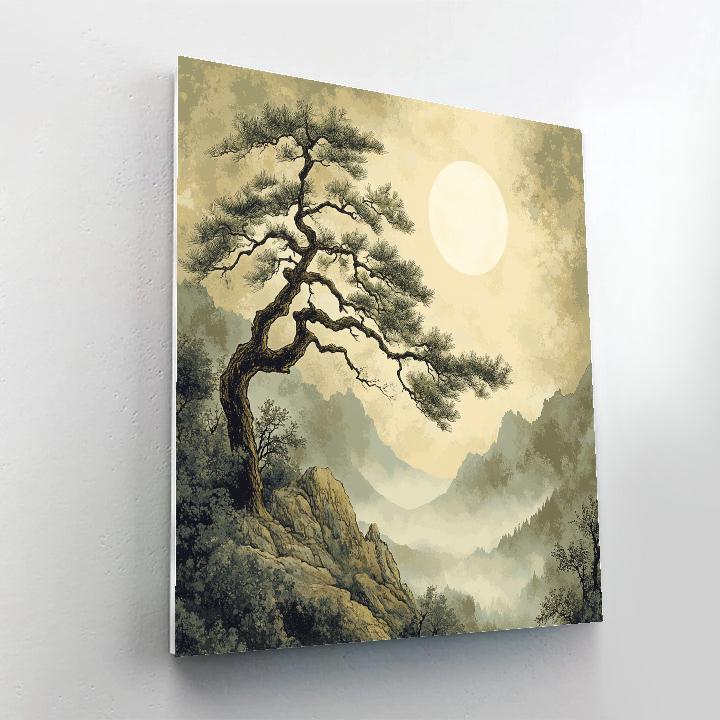 Zhao Mengfu Inspired Pine And Moon Harmony DIY paint by numbers