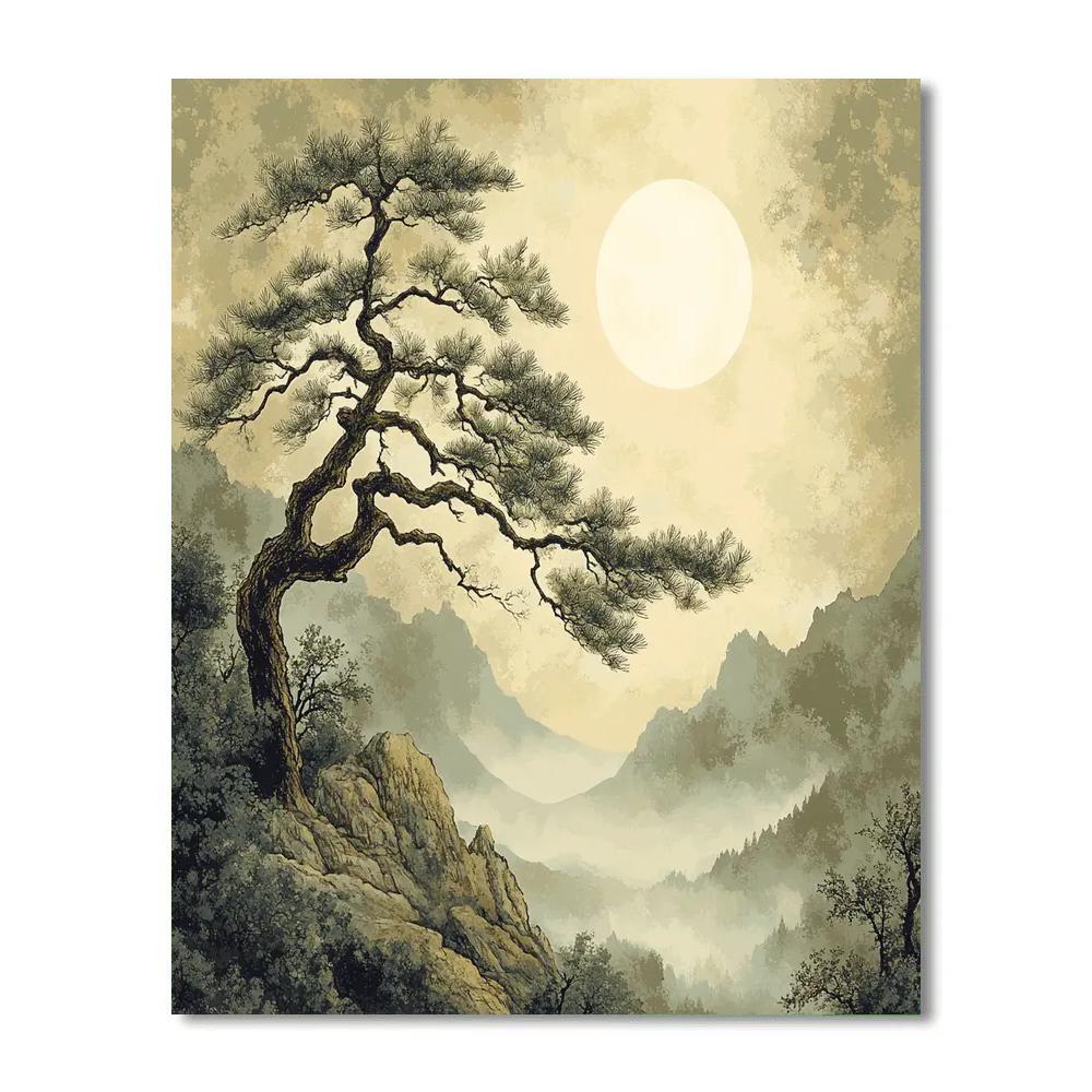 Zhao Mengfu Inspired Pine And Moon Harmony DIY paint by numbers