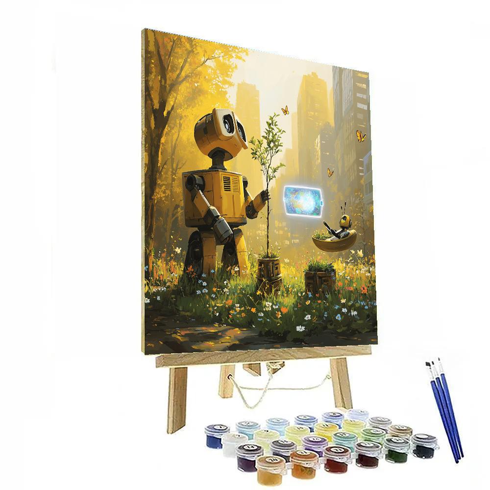 Wall E And Eve Garden Explorer Disney Inspired painting number kit