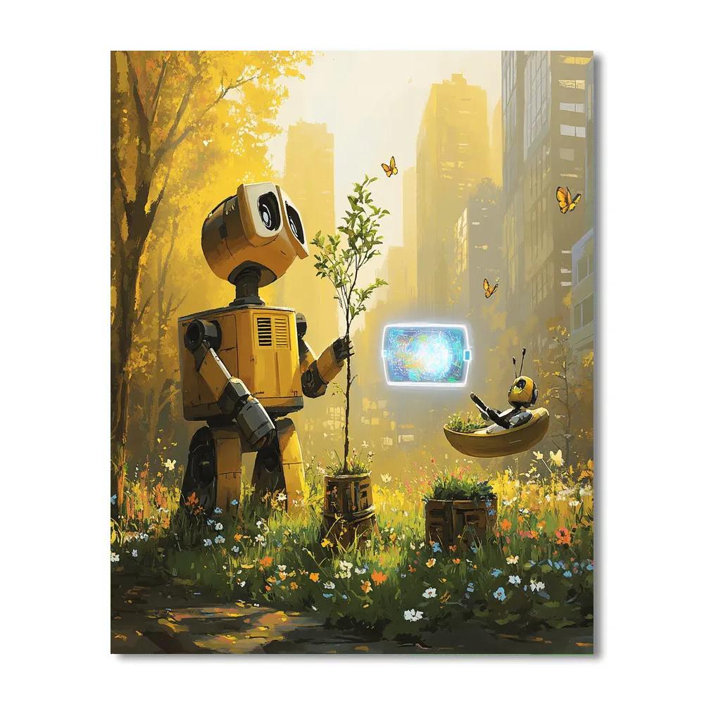 Wall E And Eve Garden Explorer Disney Inspired painting number kit