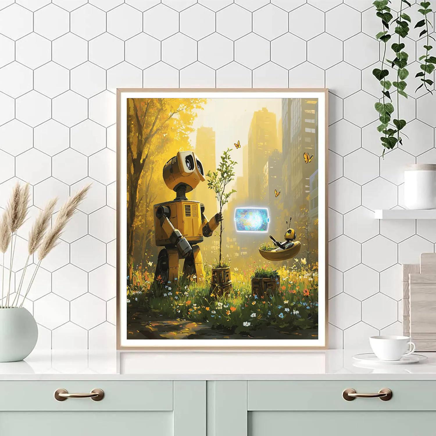 Wall E And Eve Garden Explorer Disney Inspired painting number kit