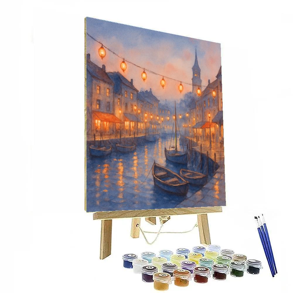 Cozy Harbor Twilight View DIY paint by numbers