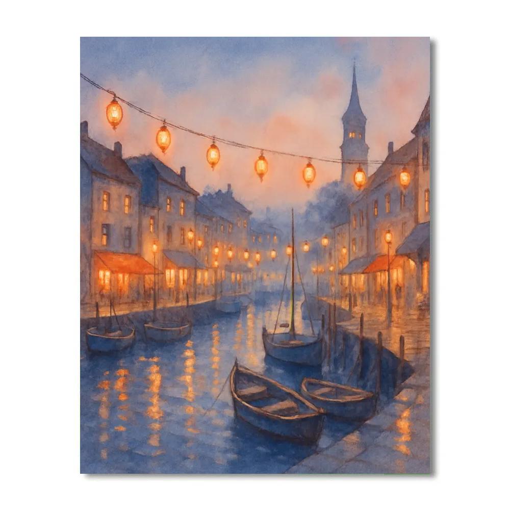 Cozy Harbor Twilight View DIY paint by numbers