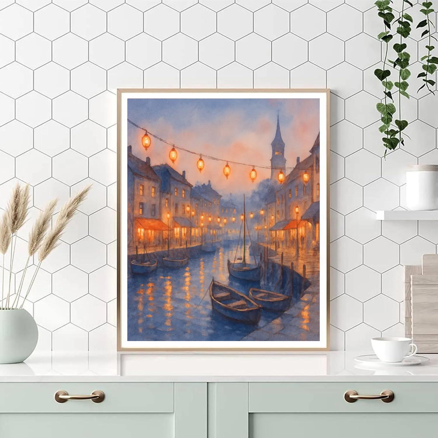Cozy Harbor Twilight View DIY paint by numbers