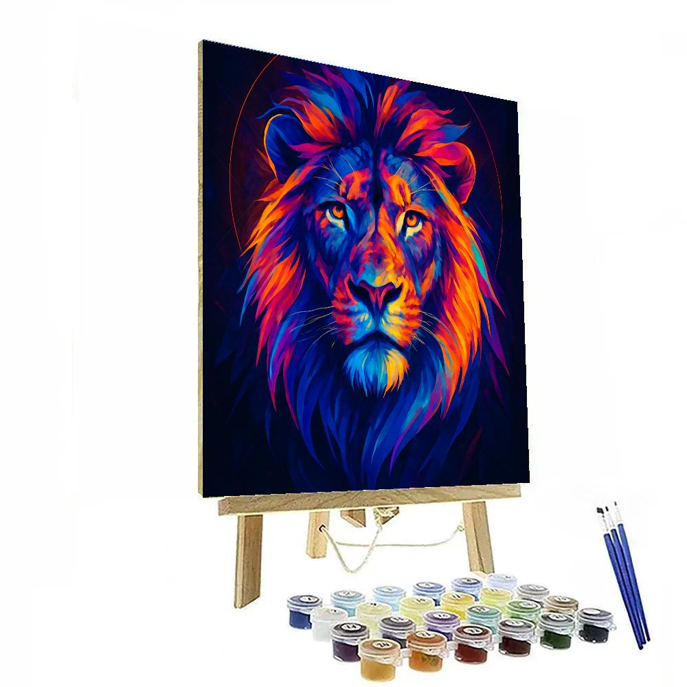 Neon Lionheart Portrait paint by number