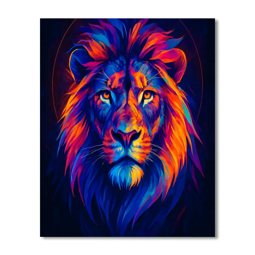 Neon Lionheart Portrait paint by number