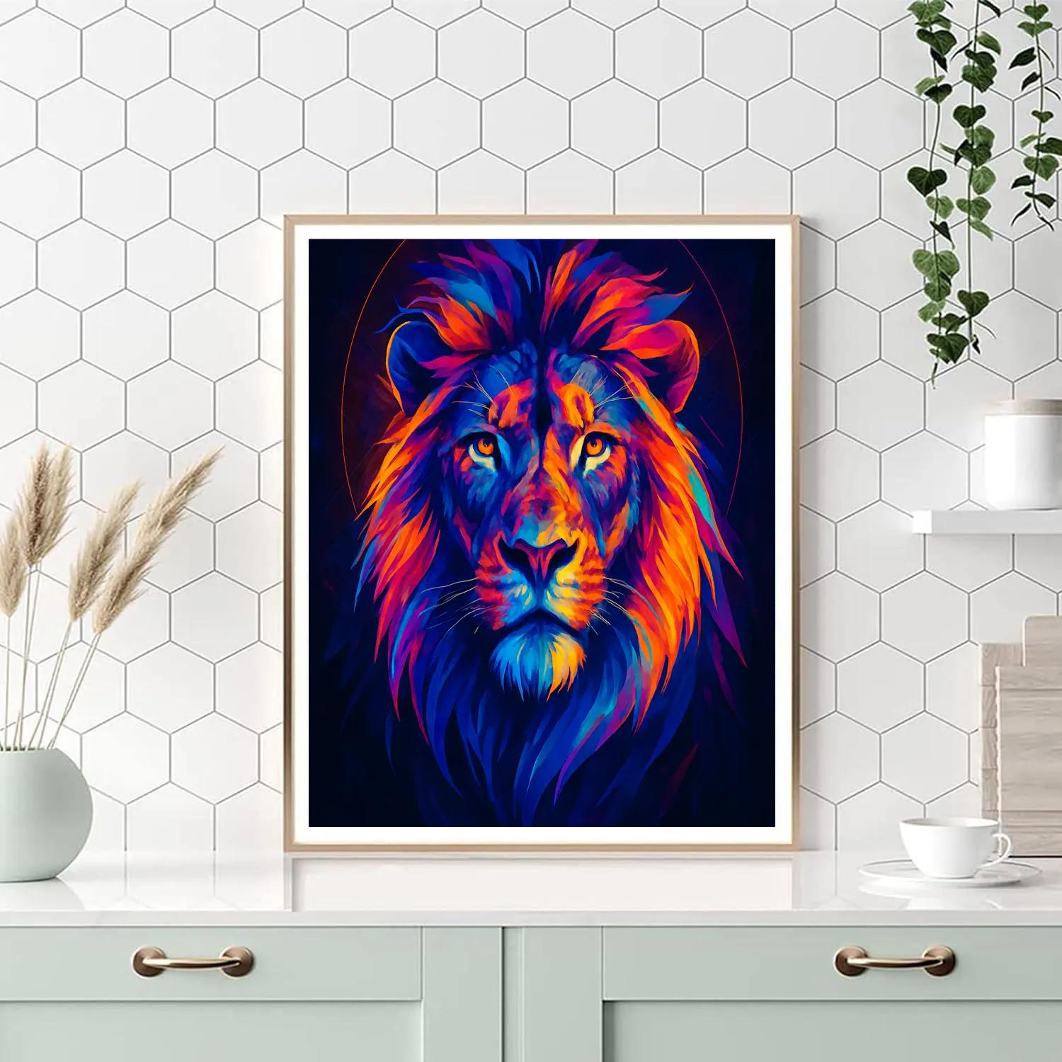 Neon Lionheart Portrait paint by number
