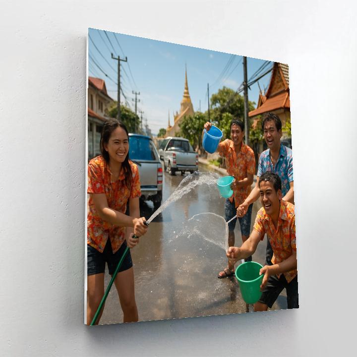Songkran Water Festival Street Celebration DIY paint by numbers