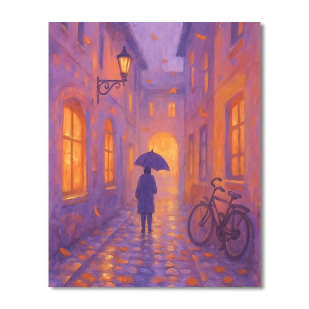 Lantern Alley Painted Cityscape Paint by numbers art