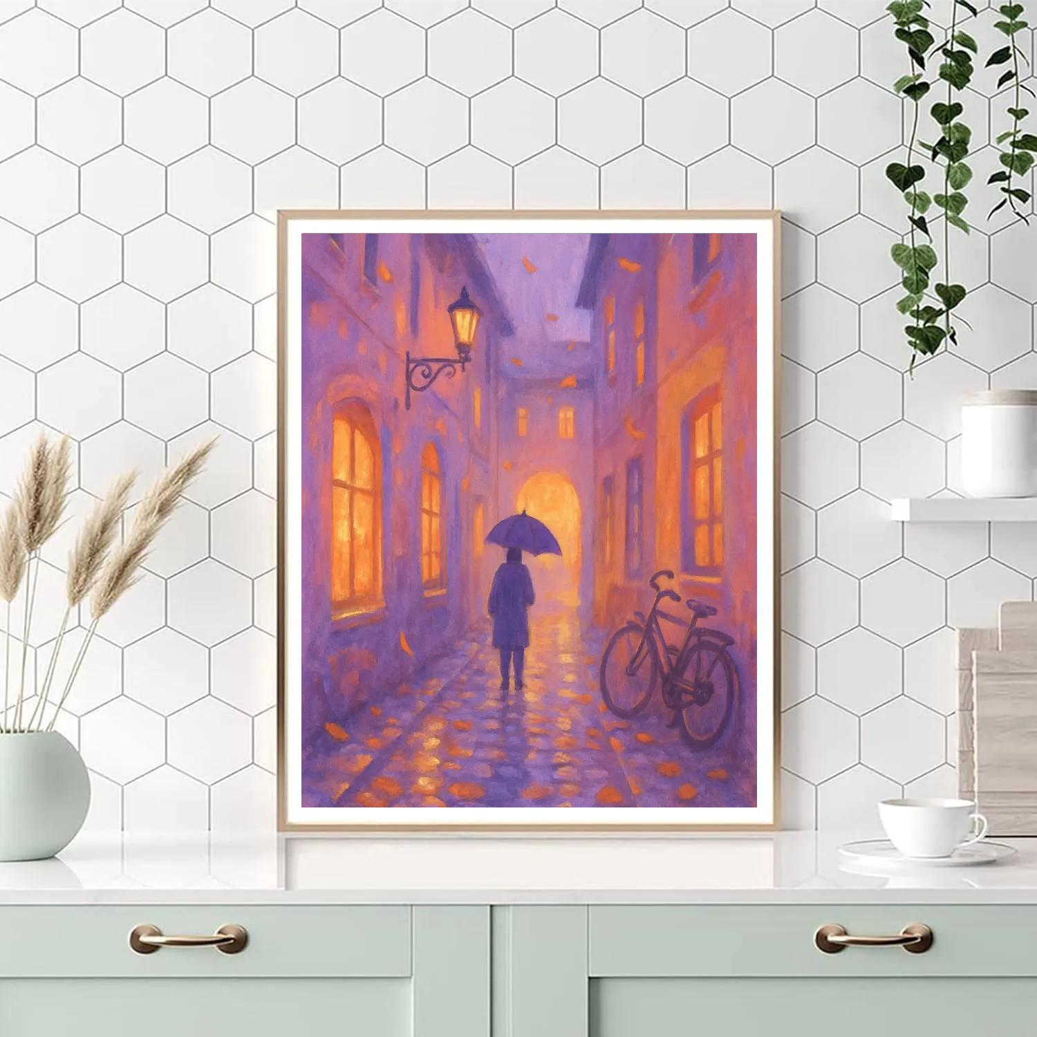 Lantern Alley Painted Cityscape Paint by numbers art