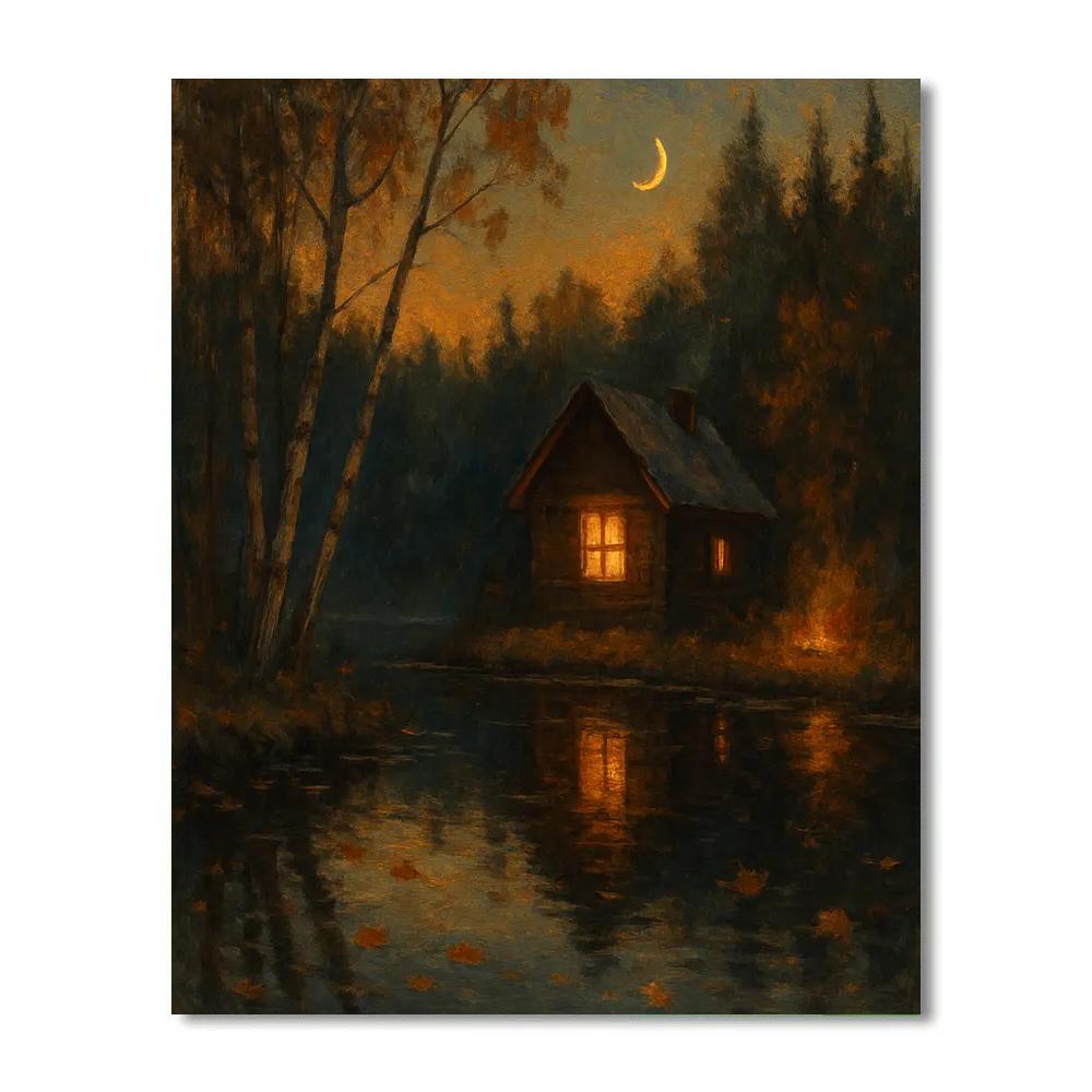 Cabin Window Glow Painting by numbers kit