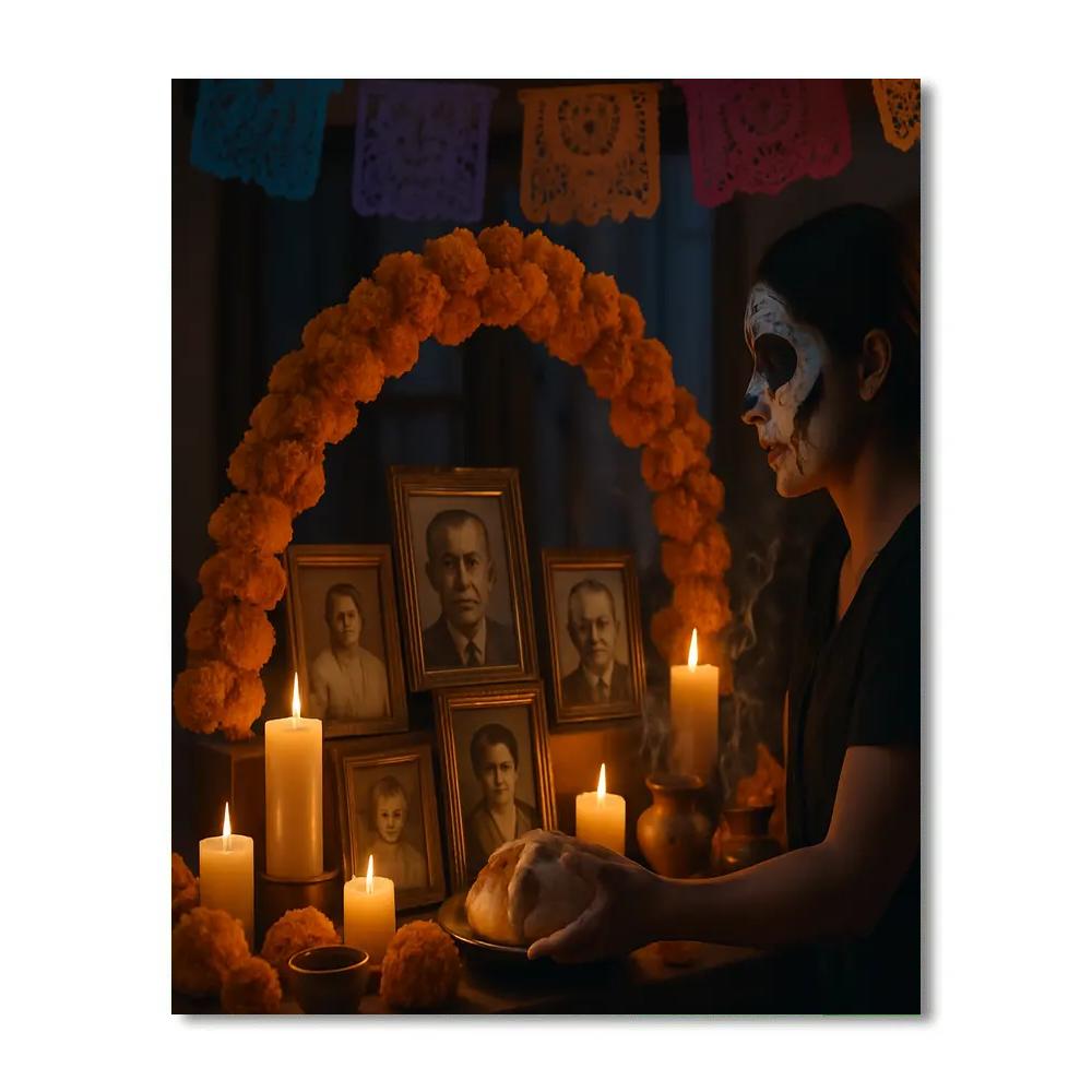 Día De Muertos Family Ofrenda Ritual paint by color