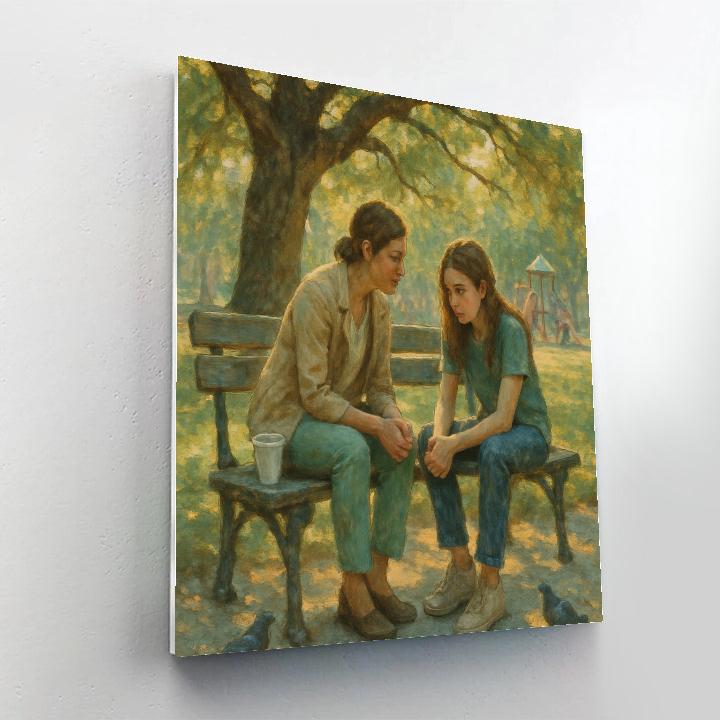 Park Bench Conversation Between Mother And Daughter Number painting