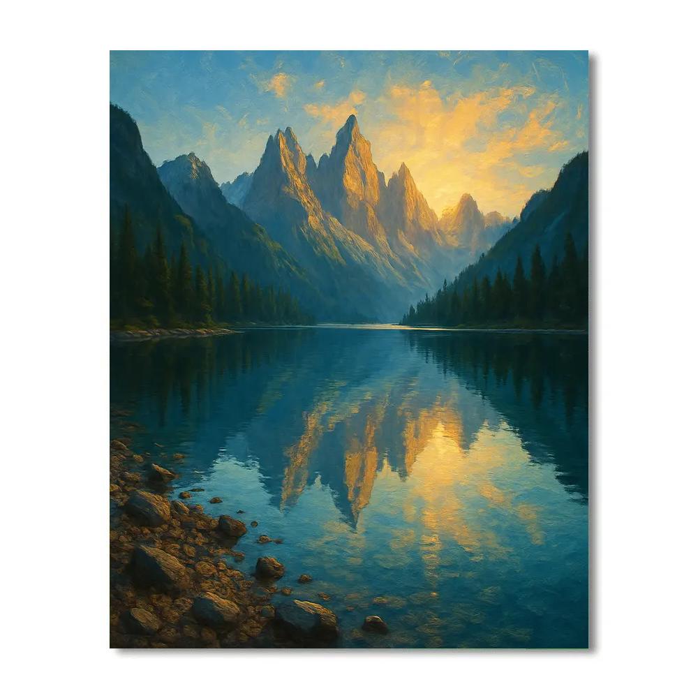 Mountain Lake Reflection paint by number