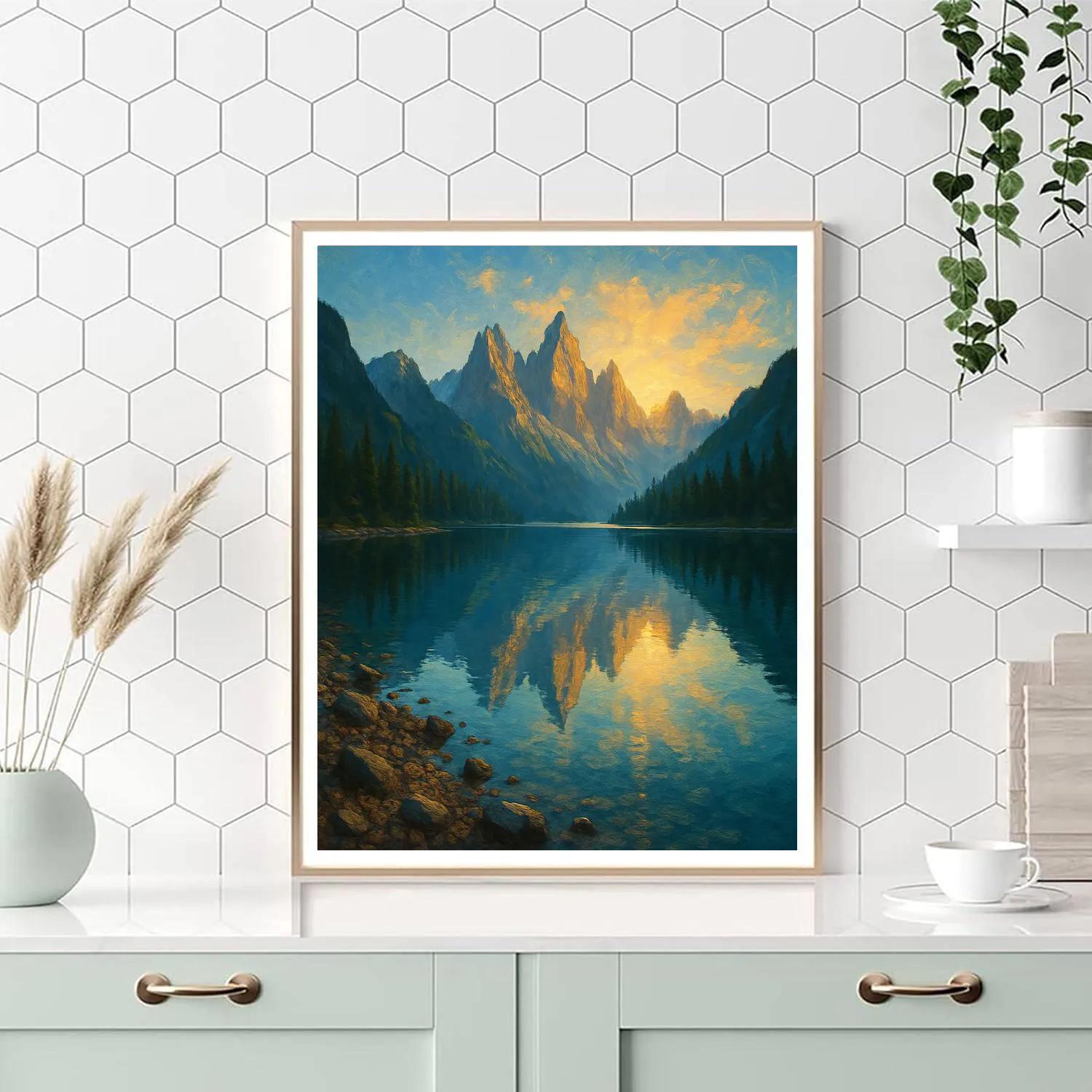 Mountain Lake Reflection paint by number