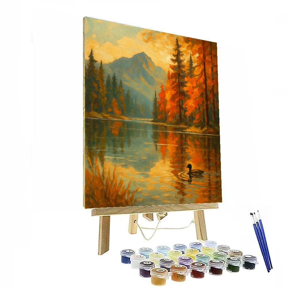 Autumn Mirror Pines DIY paint by numbers