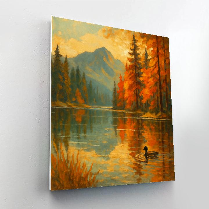 Autumn Mirror Pines DIY paint by numbers