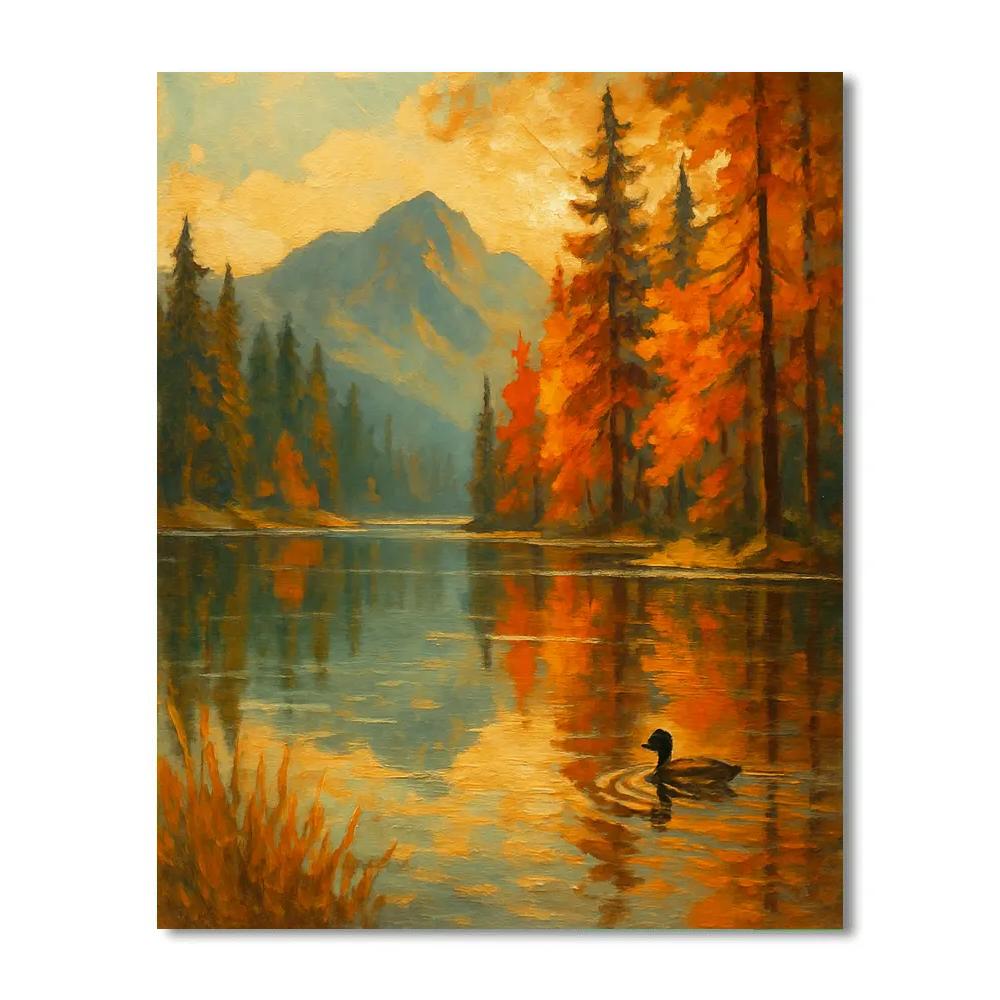 Autumn Mirror Pines DIY paint by numbers
