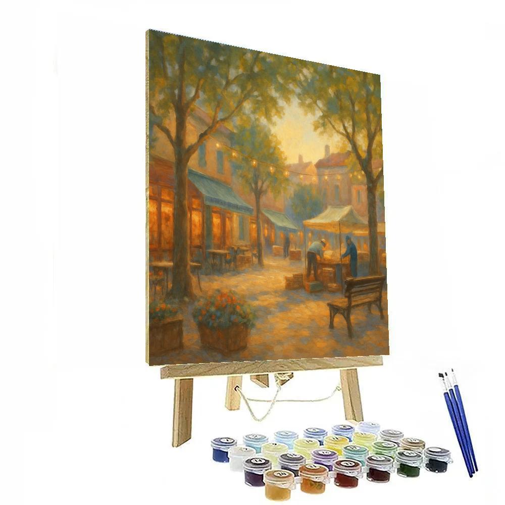 Morning Market Cityscape Cozy Painting by numbers kit