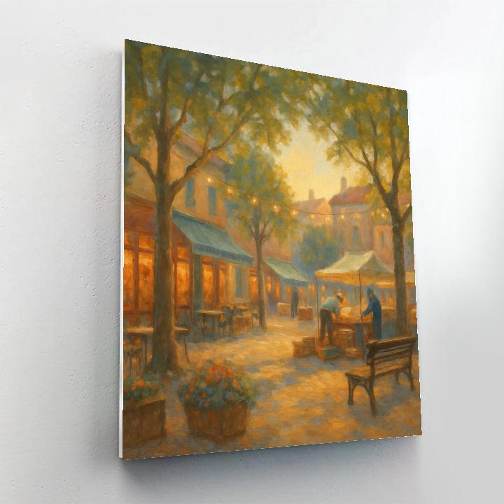 Morning Market Cityscape Cozy Painting by numbers kit