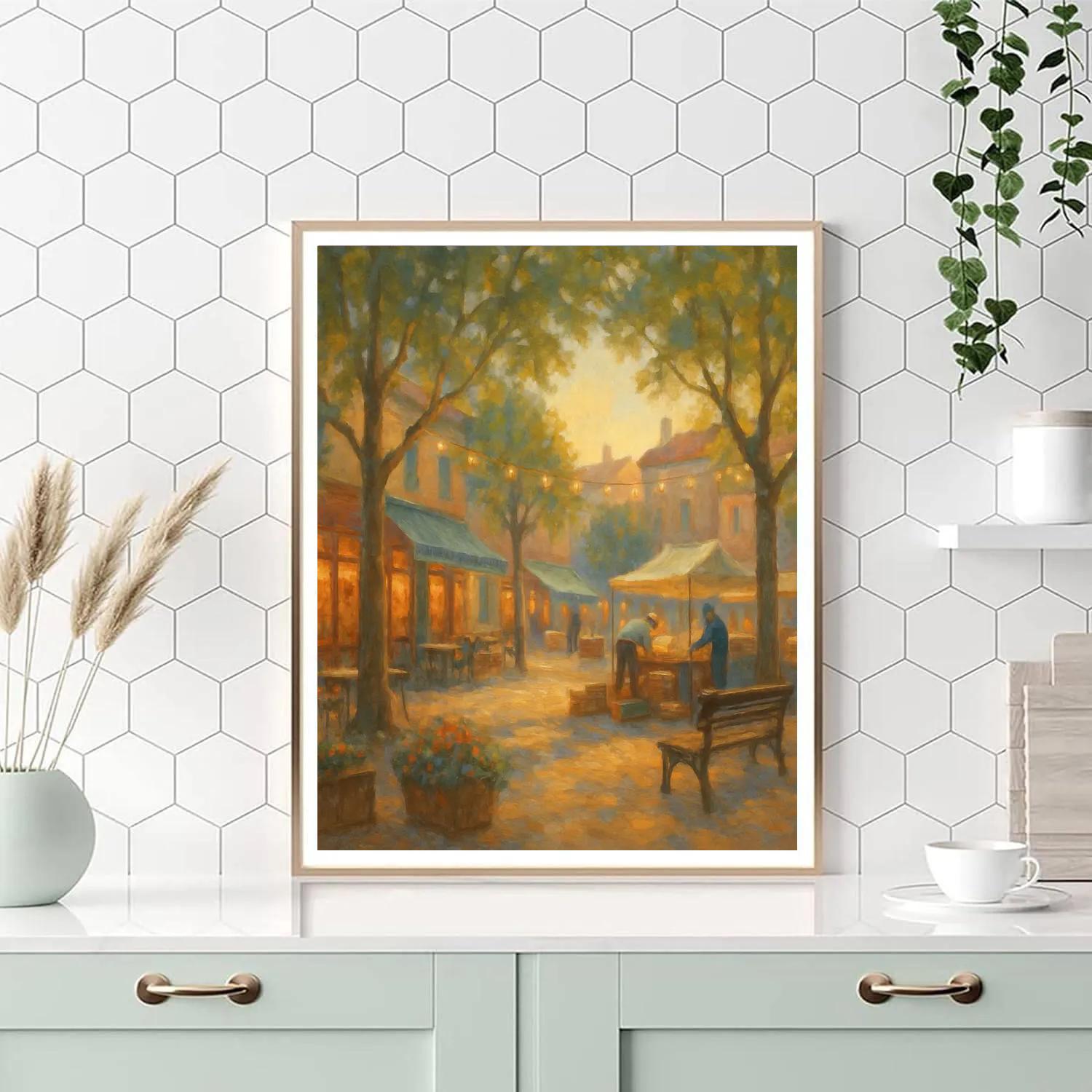 Morning Market Cityscape Cozy Painting by numbers kit