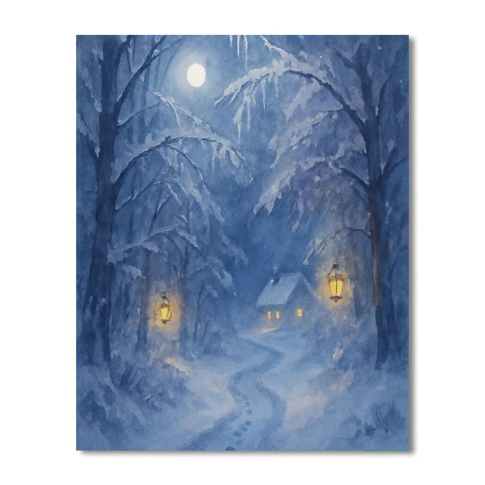 Moonlit Forest Path Paint by numbers art