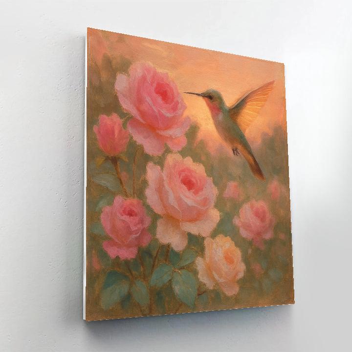 Hummingbird And Tea Rose Garden Painted Numbered painting kits