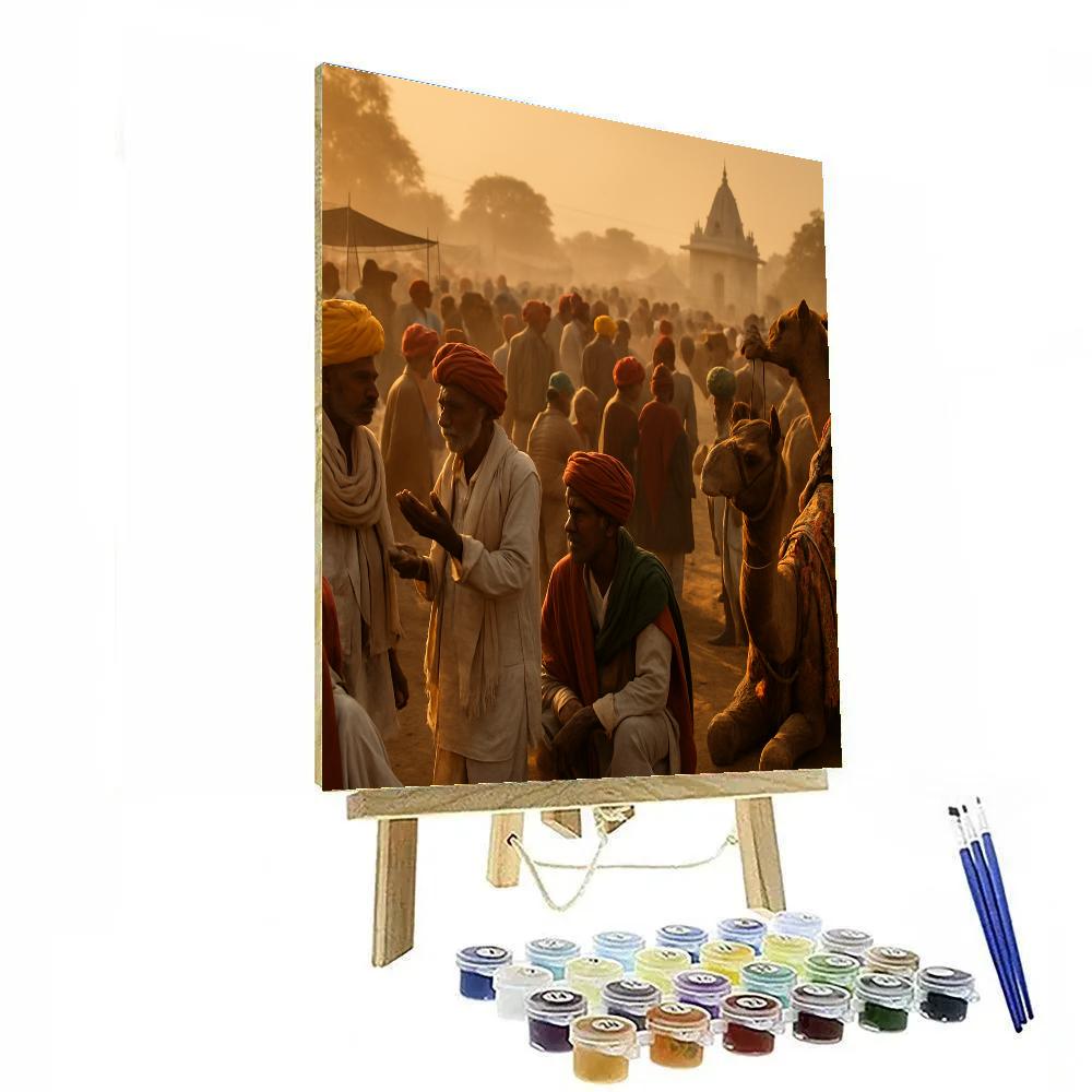 Pushkar Camel Fair Market Exchange paint by color