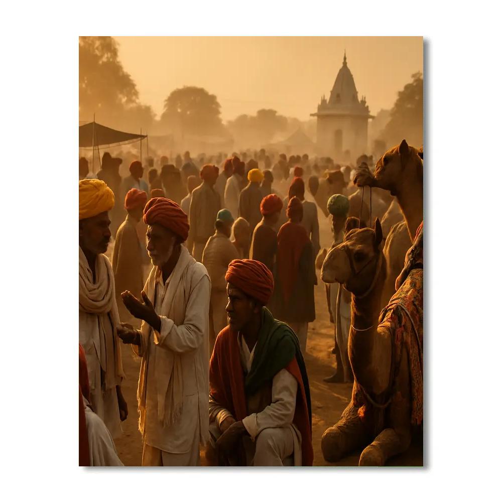 Pushkar Camel Fair Market Exchange paint by color