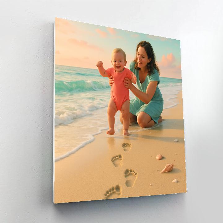 First Steps With Mother By The Shore Number painting