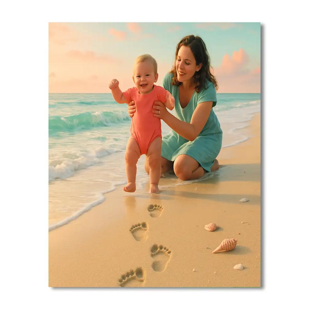 First Steps With Mother By The Shore Number painting