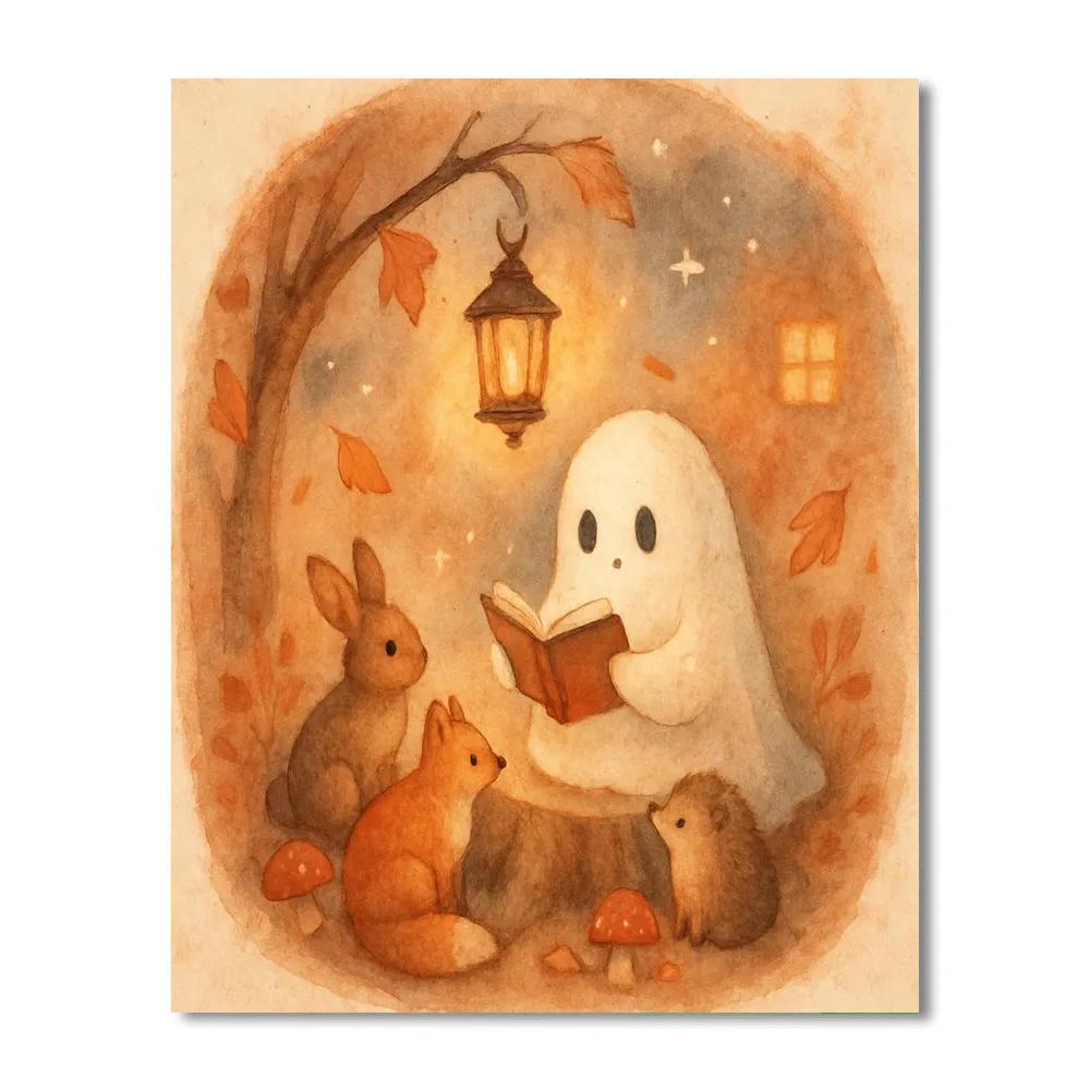 Ghostly Storytime By Lantern painting number kit