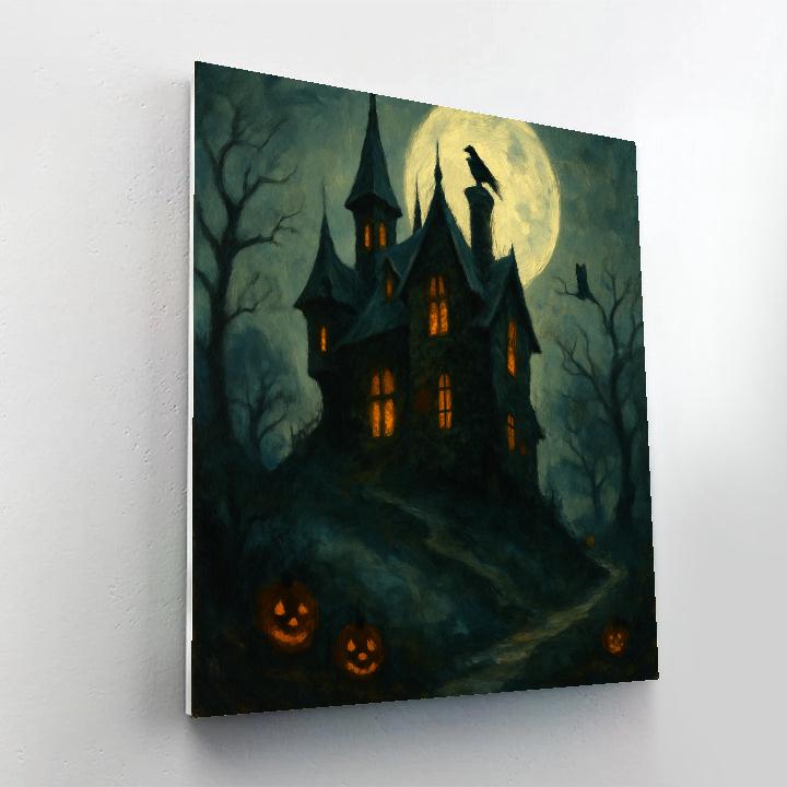 Moonlit Hilltop Manor paint by number