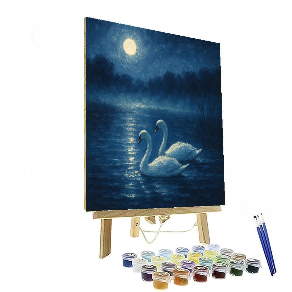 Moonlit Swan Passage Painting by numbers kit