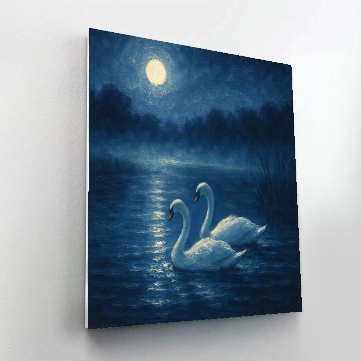 Moonlit Swan Passage Painting by numbers kit